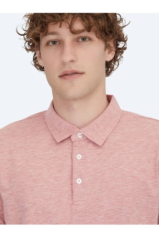Kip Kırmızı Polo Yaka Pamuk Karışımlı T-shirt Kırmızı