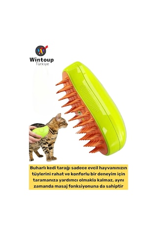 Evcil Hayvan Kedi Banyo Tüy Tarama Masaj Etkili Yumuşak Zararsız Çok Fonksiyonlu Buharlı Tarak