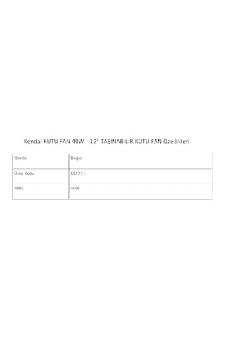 Kendal Kcf271 Kutu Fan 40w 12" Taşınabilir Kutu Fan