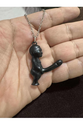 Bereket Tanrısı Şaka Kolye Komik Hediye Kolye Siyah Zincir 60 Cm Eğlenceli Ve Mizah Dolu Tasarım Çok renkli