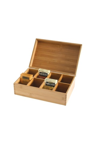 Lexroo 8 Bölmeli Bambu Ahşap Çay Kutusu, 12-3/8 "x 7-3/8" X 3-3/5" Çok Renkli