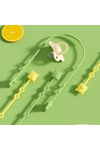 Sones Ayı Silikon Emzik Zinciri Bebek Diş Kaşıyıcı Oyuncak Düşme Önleyici Halat Emzik Klipsi Sarı