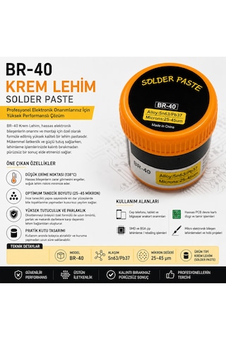 Sn63/pb37 Krem Lehim Pastası Lehim Macunu 25-45 Mikron Smd Bga Anakart Ve Entegre Tamiri