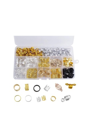 200pcs Alüminyum Saç Bobin Dreadlocks Örgülü Yüzükler Metal Saç Kuffs Örgü Boncuklar