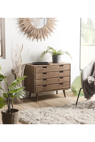 Vintage Model Masif Ahşap Şifonyer Ceviz