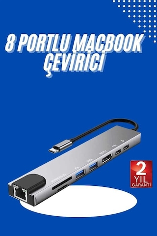 Northcity 8 Portlu Usb Type-c Hub Dönüştürücü - 4k Hdmı Ethernet Çevirici Apple Uyumlu MacBook Çözümü
