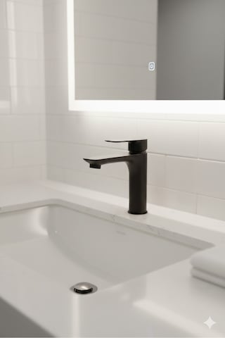 Yeni Siyah Lavabo Bataryası Pirinç Üretim Paslanmaz Sıcak Soğuk Çift Girişli Banyo Lavabo Lüx Musluk Siyah