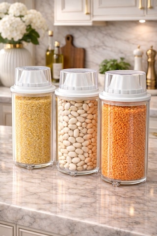 Decorev 3lü Erzak Saklama Kabı Br-6818 1300 Ml Şeffaf