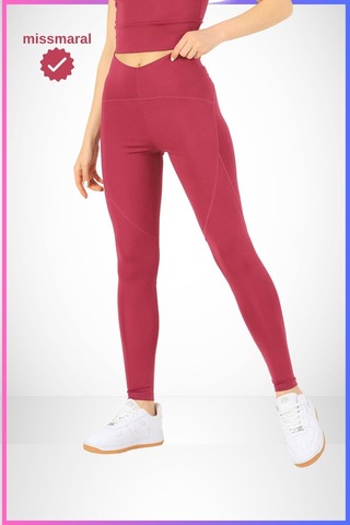 Missmaral Slim Fit Tayt Yüksek Bel Toparlayıcı Mürdüm Spor Model Flatlock Dikiş Detaylı Oslo 1090 MÜRDÜM