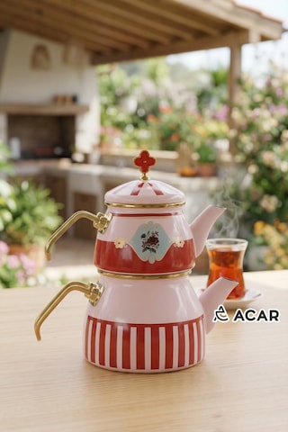 Emaye Chole Collection Çaydanlık Gold-5792 Çok Renkli