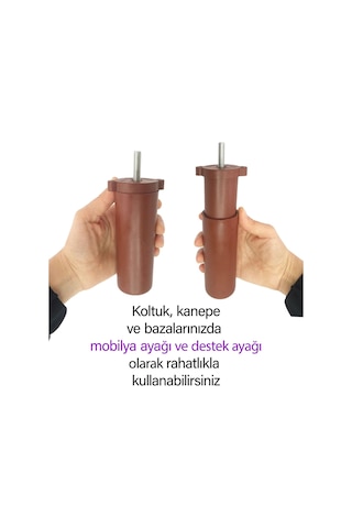 2 Adet Ayarlı Destek Ayağı 13 X 19 Cm Kahverengi Gizli Ayak Mobilya Kanepe Baza Koltuk Dolap Tv Ünitesi