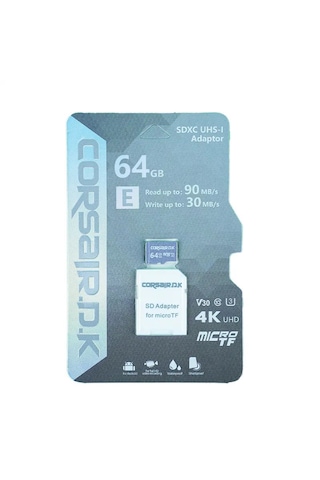 64gb V30 U3 Yüksek Hızlı Microsd Kart - 4k Uhd, Class 10 Telefon Fotoğraf Makinesi Destekli