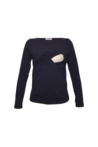 Luvmabelly 2701-2708 Pamuklu Uzun Kollu Lohusa Emzirme T-shirt-lacivert