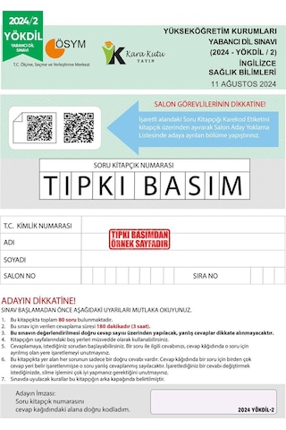 2026 YÖKDİL İngilizce SAĞLIK BİLİMLERİ ÖSYM Çıkmış Soru Tıpkı Basım Paket Deneme 12li Türkiye Geneli