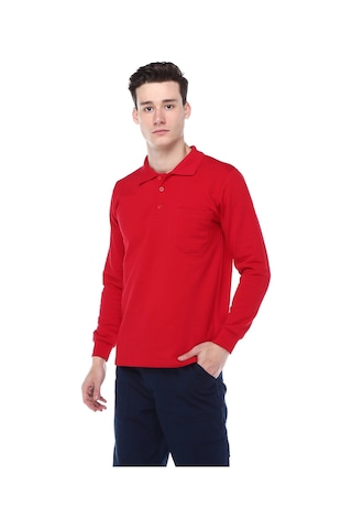 Polo Yaka Kırmızı Sweat Kırmızı