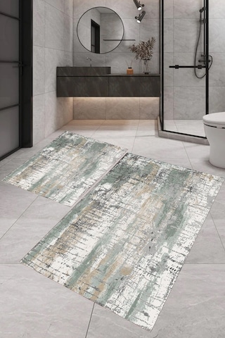 Eliana Home Dijital Baskı 2'li Banyo Paspas Takımı Lna5-fnl448 100x60 Ve 60x50 Cm Yeşil