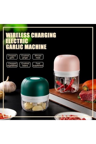 100ml Mini Usb Elektrikli Sarımsak Masher Sağlam Basın Kıyma Sebze Biber Yemindir Food Chopper Mutfak Aletleri Pembe Ahşap