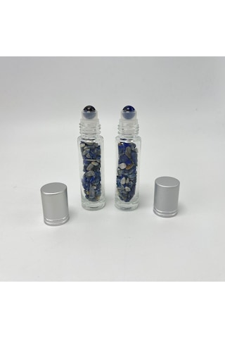 Yıldız Doğal Taş Sertifikalı Sodalit Doğal Taş Esans Şişesi + Roller Masaj Aleti 10 ML