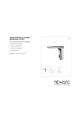 Newarc 517523 Aqua Fotoselli Lavabo Bataryası