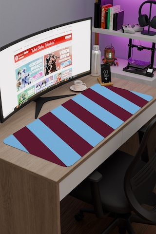 Bordo Mavi 90x40 Xxl Taraftar Gaming Oyuncu Mouse Pad Kaymaz Taban Büyük Klavye Fare Altlığı Şerit