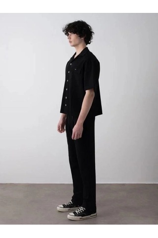 Erkek Çocuk Oversize Gömlek Pantolon Takım-15540 Siyah