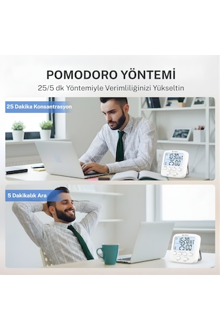NPO NPT19 Çift Sayaçlı Dijital Kronometre Pomodoro Motivasyon Saati - NPO NPT19 Çift Sayaçlı Dijital Kronometre Pomodoro Motivasyon Saati