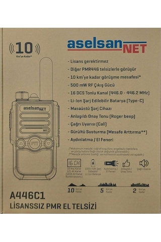 Aselsan A446c1 Lisanssız Pmr Tekli El Telsizi