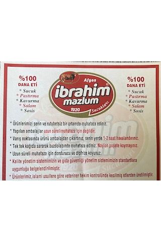 Afyon İbrahim Mazlum Dana Kangal Sucuk 1 KG