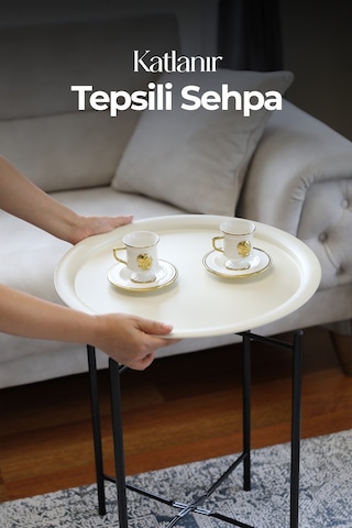 Katlanır Tepsili Çıkarılabilir Tepsili Koltuk Yanı Sehpa