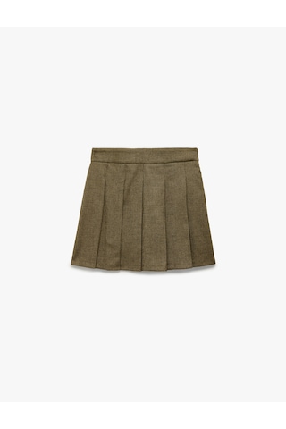 Koton Slim Fit Kalın Pileli Mini Etek Yeşil Desenli 6wak70034ew Yeşil Desenli