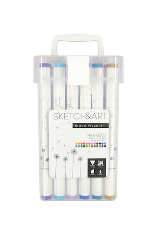 22-0077 Sketch & Art Çift Taraflı 24 Renk Kutulu 24 Renk
