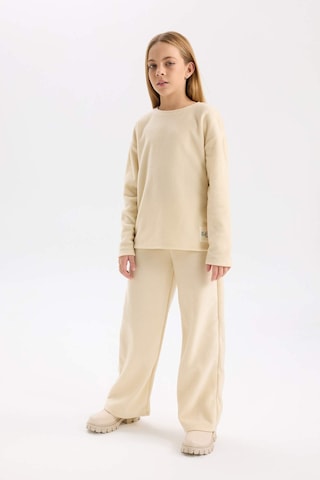 Defacto Kız Çocuk Pijama Takımı Polar Bisiklet Yaka Uzun Kollu Basic Düz Üst Uzun Alt D7745a824wnbg160 Bej