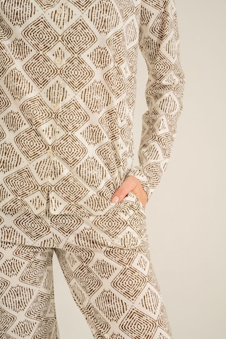 Pierre Cardin Kadın Desenli Krem Gömlek Pijama Takımı Pc9276-s-v1 Pc9276-s-v1