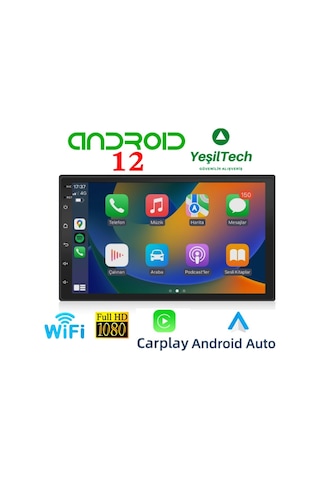 Exvol Android Multimedya +Carplayli Double 7 İnc Ips Ekran+Kamera Youtube