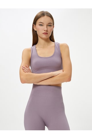 Koton Sporcu Sütyeni Dikişsiz U Yaka Ribanalı Slim Fit Lila 4sak30108nk 4SAK30108NK378 Lila