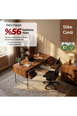 Lamont Çalışma Masası Koyu Ceviz 140x75 Cm
