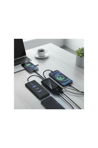 10000mah Güneş Enerjili Taşınabilir Şarj Cihazı - Çift Led Fenerli, Lcd , 2 Usb-c Powerbank Diğer