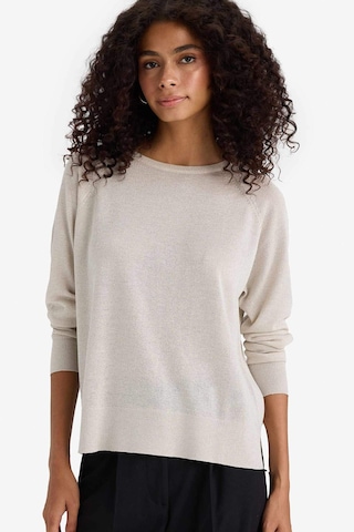 Defacto Regular Fit Bisiklet Yaka Triko Kazak C6818AX24WN Bej