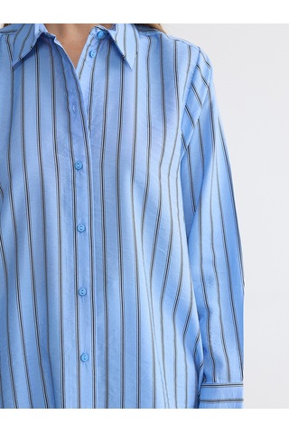 Lcw Everyday Mavi Çizgili Oversize Kadın Gömlek Tunik