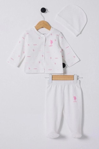 U.S. Polo Assn. Kız Bebek Patikli 3lü Takım - Beyaz Beyaz