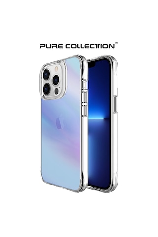 Bix iPhone Uyumlu 13 Pro Pure Rainbow Renk Geçişli Şeffaf Kılıf Çizilmeye Dayanıklı Darbe Emici Parmak İzi Önleyici Mavi