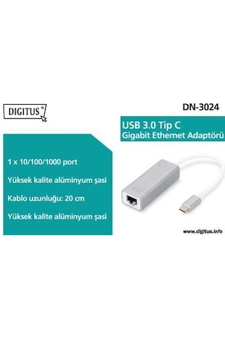 Dıgıtus Dn-3024 Usb Tip C 3.0 Gigabit Ethernet Adaptörü