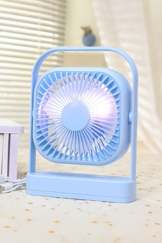 Taşınabilir Usb Şarjlı 3 Kademeli Masaüstü Fan Vantilatör Soğutucu Ys2551 Mavi