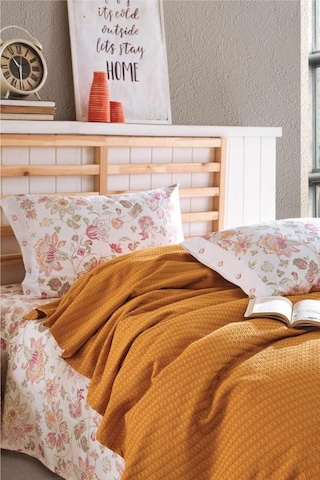 Clasy Butik Çift Kişilik Pike Takımı La Nature Orange Oranj