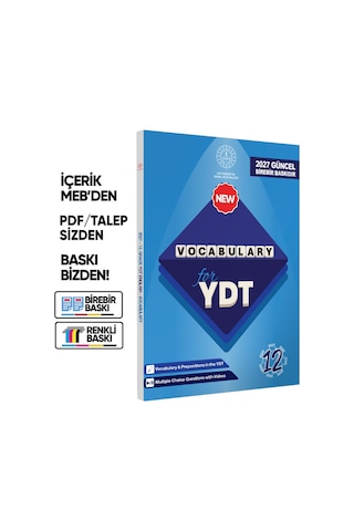 2027 YDT MEBİ İngilizce 12.Sınıf Vocabulary Kelime Bilgisi Soru Bankası Kitabı Çözümlü BASKI ÜCRETİ