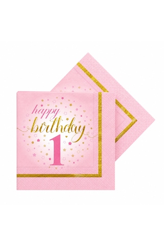 1 Yaş Doğum Günü Pembe Peçete Happy Birthday 1 Yazılı Gold Detaylı Parti Peçetesi 20 Adet 1 Yaş Doğum Günü Pembe Peçete Happy Birthday 1 Yazılı Gold Detaylı Parti Peçetesi 20 Adet
