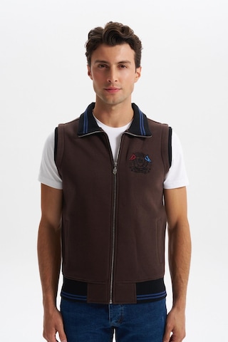 Arma Erkek Slim Fit Örme Basic 3 İplik Şardonlu Dik Yaka Yelek %70 Pamuk %30 Polyester K5yyo9476 Kahverengi