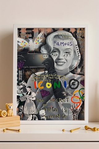 Marilyn Monroe Iconic Çerçeveli Tablo Ofis Butik Kafe Dekoru Street Art