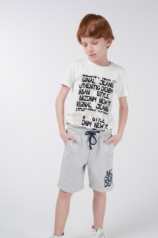 Brz Kids Baskılı Erkek Çocuk Kısa Kollu T-Shirt Ekru (534370129) Ekru