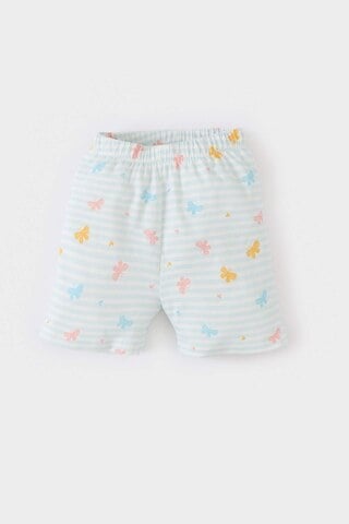 Defacto Kız Bebek Pijama Takımı Kelebek Desenli Kısa Kollu Penye Üst Beli Lastikli Şort E1550a525hsbe440 Mavi